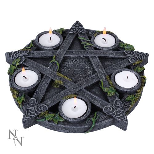 Wiccan Pentagramm Teelicht Kerzenhalter 25.5cm