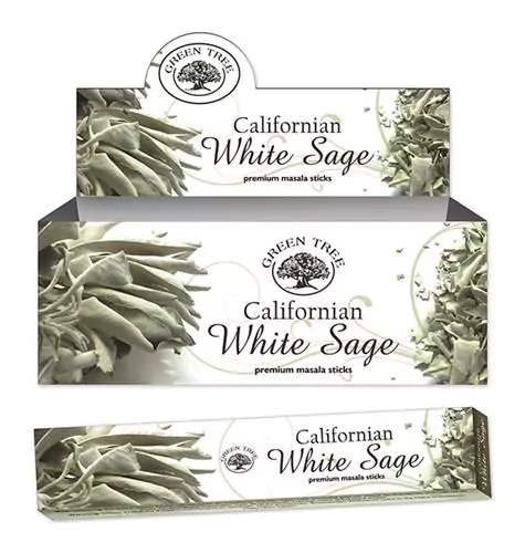 Green Tree Californian White Sage Natural Incense Räucherstäbchen 15 grams